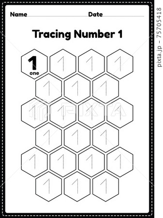 Tracing number 1 worksheet for kindergarten and preschool kids for educational practice in a printable page. 75705418