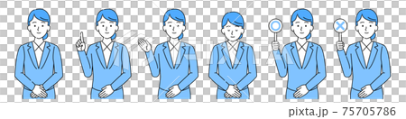 Office worker female upper body simple illustration set light blue Office worker female upper body simple illustration set light blue 75705786