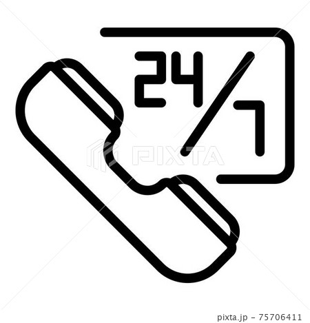 All day call center icon, outline style All day call center icon, outline style 75706411