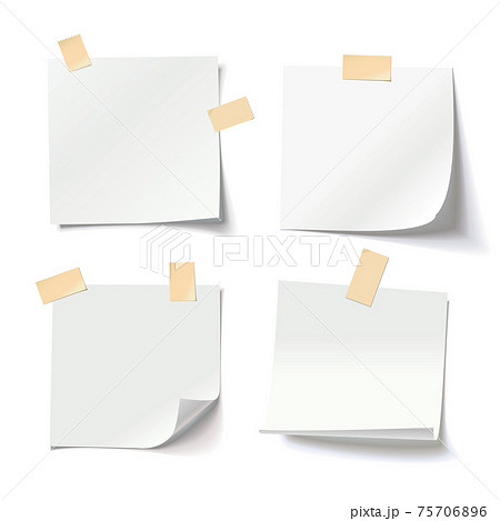 White note papers with curled corner and adhesive tape, ready for your message White note papers with curled corner and adhesive tape, ready for your message 75706896