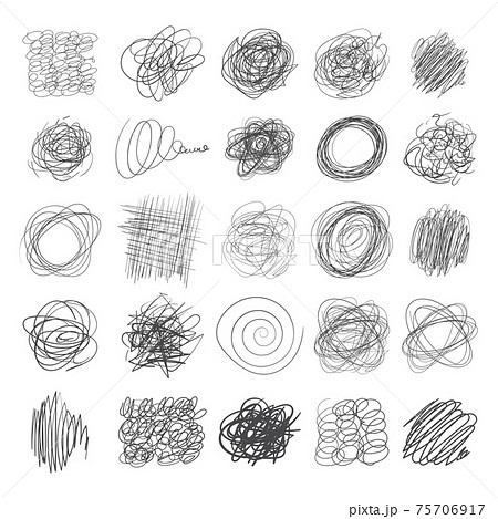 Set of ink lines of hand drawn textures, scribbles of pen 75706917