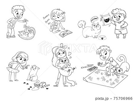 Child care for cat. Vector illustration 75706966