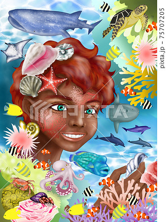 イメージイラスト：珊瑚の海 75707205