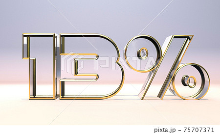 13% 3d glass material surrounded by a golden frame, discount business concept 3d render illustration 13% 3d glass material surrounded by a golden frame, discount business concept 3d render illustration 75707371