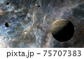 View of Jupiter, the fifth planet of the Solar System, with nebula. Elements of this image furnished 75707383