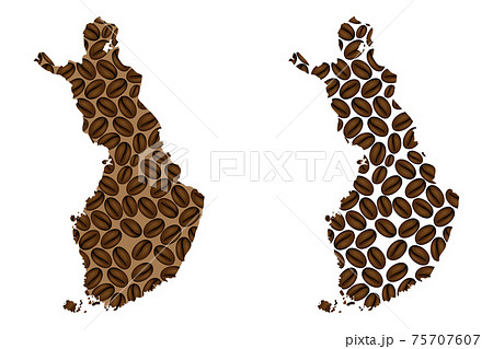 Finland -  map of coffee bean 75707607