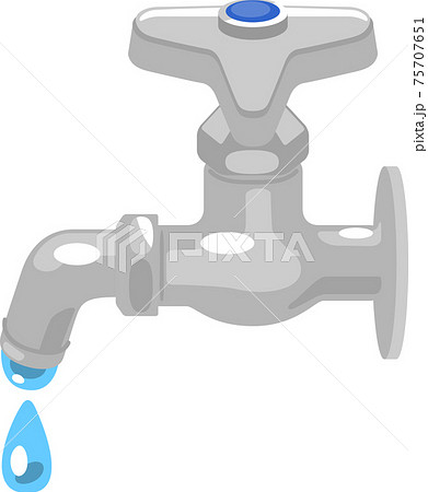 水漏れする水道の蛇口のイラスト 75707651