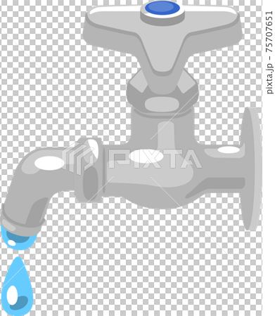 水漏れする水道の蛇口のイラスト 75707651