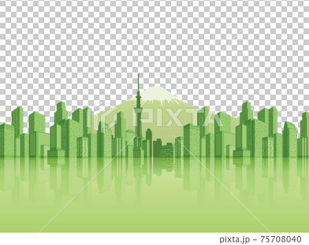摩天大樓富士山背景素材 75708040
