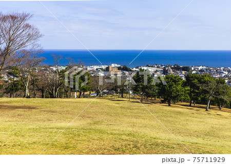 茨城県日立市 神峰公園から見た海の写真素材