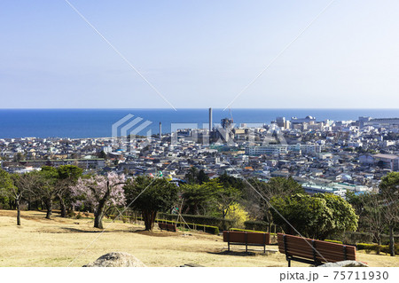 茨城県日立市 神峰公園から見た日立市街地の写真素材