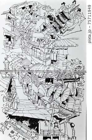 Kyoto Japan Sketch  75711949