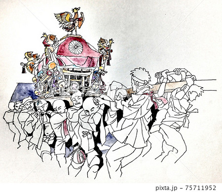 Kyoto Japan Festival Sketch Kyoto Japan Festival Sketch 75711952