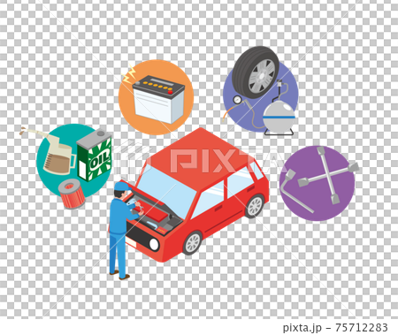 車のメンテナンスのイメージイラストのイラスト素材