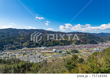 静岡県賀茂郡河津町　河津城跡公園から見た眺望(河津桜咲く3月の風景) 75718566