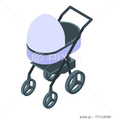 Textile baby pram icon, isometric style Textile baby pram icon, isometric style 75719680