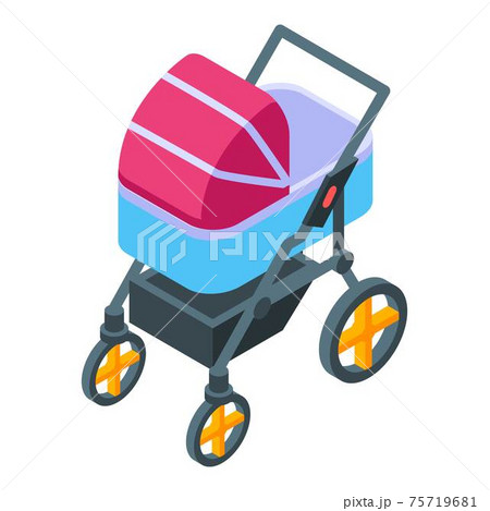 Newborn pram icon, isometric style 75719681