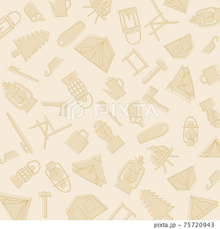 キャンプ道具の背景パターン 75720943