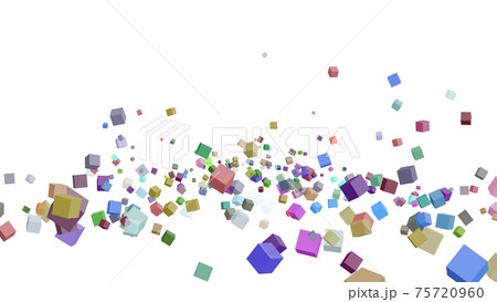 Cgキューブ 多数の転がってくる立方体のイラスト素材