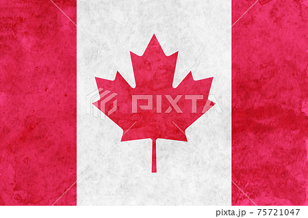 カナダ　 国旗　和紙　水彩