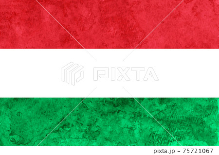ハンガリー　 国旗　和紙　水彩