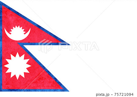 ネパール　 国旗　和紙　水彩