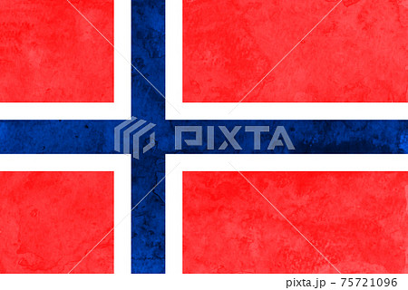 ノルウェー　 国旗　和紙　水彩 75721096