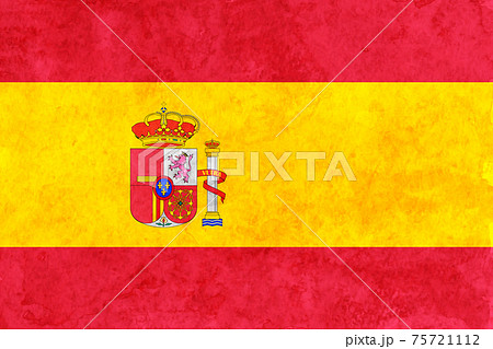 スペイン 国旗 和紙 水彩のイラスト素材