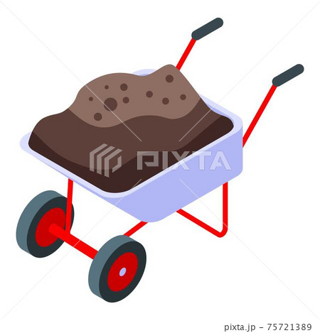 Ground wheelbarrow icon, isometric style 75721389
