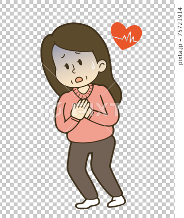 苦しそうに胸を押さえる中年女性のイラストのイラスト素材