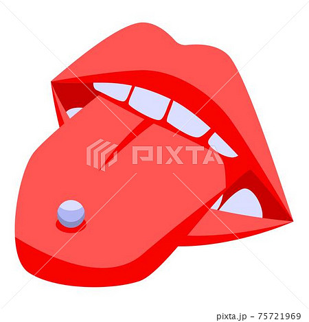 Tongue piercing icon, isometric style 75721969