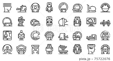 Magnetic Resonance Imaging Icons Set Outline Stock Illustration