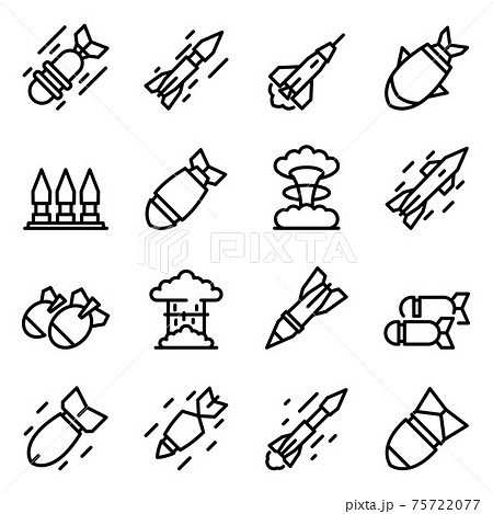 Missile attack icons set, outline style 75722077