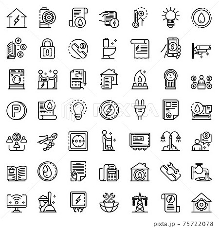Utilities icons set, outline style 75722078