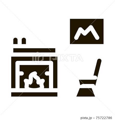 Rocking Chair near Fireplace Icon Vector Glyph Illustration 75722786