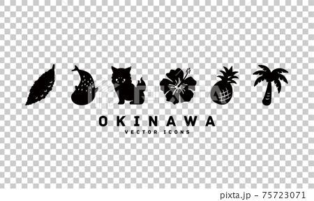 Okinawa Icon Set Silhouette Vector Illustration Stock Illustration