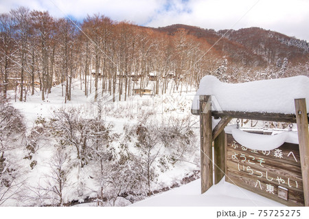 雪に埋もれた、八東ふるさとの森の看板（鳥取県八頭郡八頭町）※作品コメント欄に撮影位置 75725275