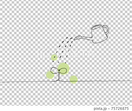 芽とジョウロの手描き線画イラスト 芽とジョウロの手描き線画イラスト 75726875