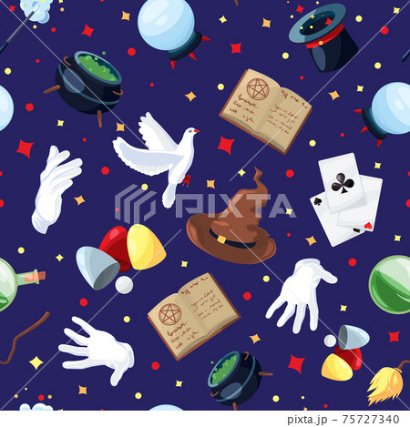 seamless pattern with symbols of magicians, alchemists and wizards 75727340