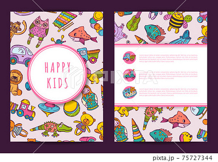 card template hand drawn children toys on background card template hand drawn children toys on background 75727344