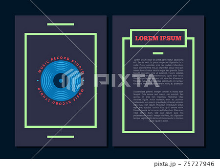 card flyer with retro sound record studio, vinyl music club logo with vinyl record 75727946