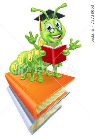Book Worm Caterpillar Reading Cartoon 75728003