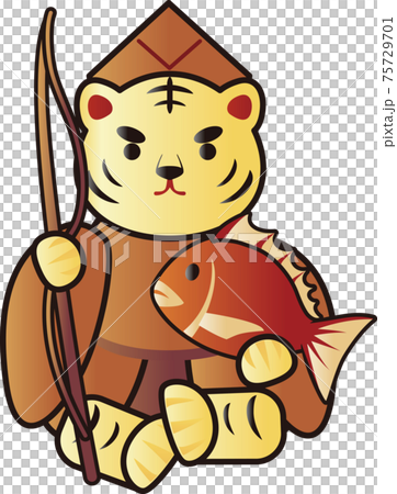 2022虎年七福神惠比壽新年元旦賀卡材料插圖材料 75729701