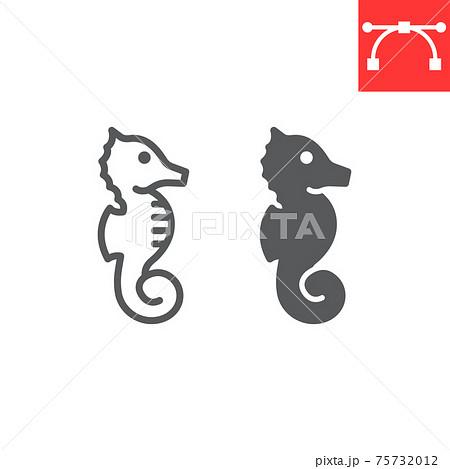 Seahorse line and glyph icon, sea and ocean animals, sea horse vector icon, vector graphics, editable stroke outline sign, eps 10. 75732012