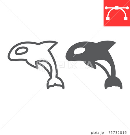 Orca line and glyph icon, sea and ocean animals, orca vector icon, vector graphics, editable stroke outline sign, eps 10. 75732016