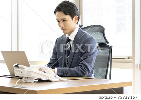 ビジネス　ディスクワークするビジネスパーソン 75733167