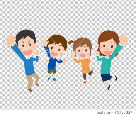 Family jumping energetically Family jumping energetically 75733324