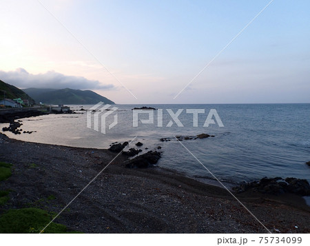 北海道 礼文島 北海道道40号礼文島線沿いの写真素材