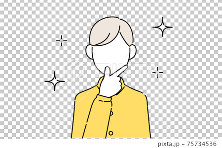 顔なしのポーズイラスト 男子学生の上半身 ナルシストのイラスト素材