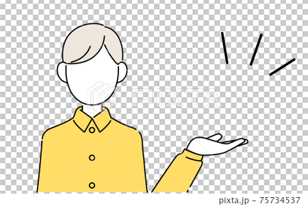 顔なしのポーズイラスト、男子学生の上半身、案内 顔なしのポーズイラスト、男子学生の上半身、案内 75734537